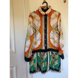 Print silky Buttoned dress